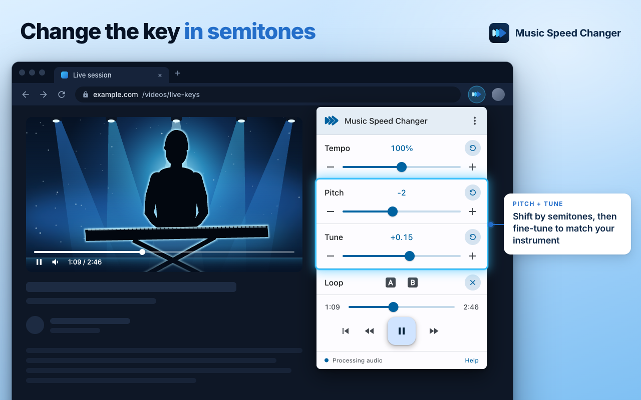 Change the key in semitones